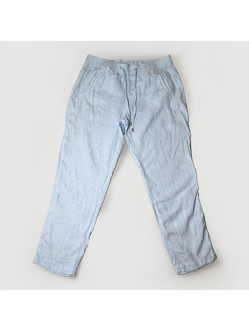 Lilly Pulitzer 100% Linen Large Pants Light Blue Resort Relaxed Fit Blue Women’s
